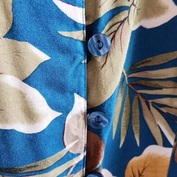 Womens Multi-Colored Tropical Dress Size Med Button Front Vacation Resort - Picture 4 of 6